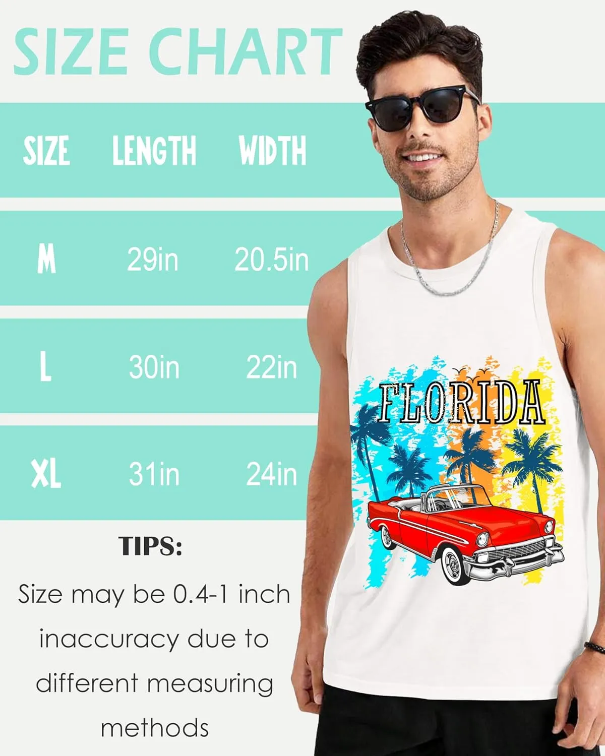 Mens Beach Tank Tops Sleeveless Shirts for Men Summer Hawaiian Graphic Mens Tank Top Workout Gym Shirts Palm Tree Tops
