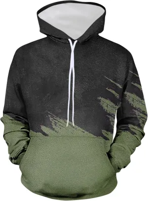 Men's Colour Block Hooded Sweatshirts Casual Long Sleeve Pullover Tops Novelty Printed Y2K Hoodies with Pockets