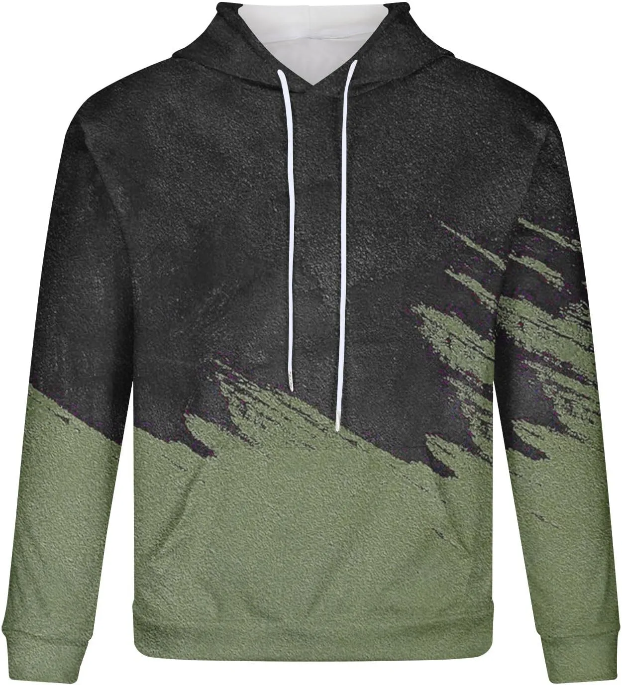 Men's Colour Block Hooded Sweatshirts Casual Long Sleeve Pullover Tops Novelty Printed Y2K Hoodies with Pockets