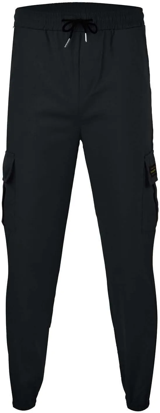 Mens Japanese Style Tapered Cargo Pant Military Combat Outdoor Overalls Lightweight Simple Solid Color Slimfitting Sweatpants