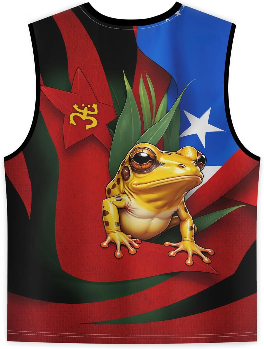 Men's Puerto Rican Flag Tank Top Casual 3D Frog Graphic Print Shirt Quick Dry Sleeveless Sports Vest