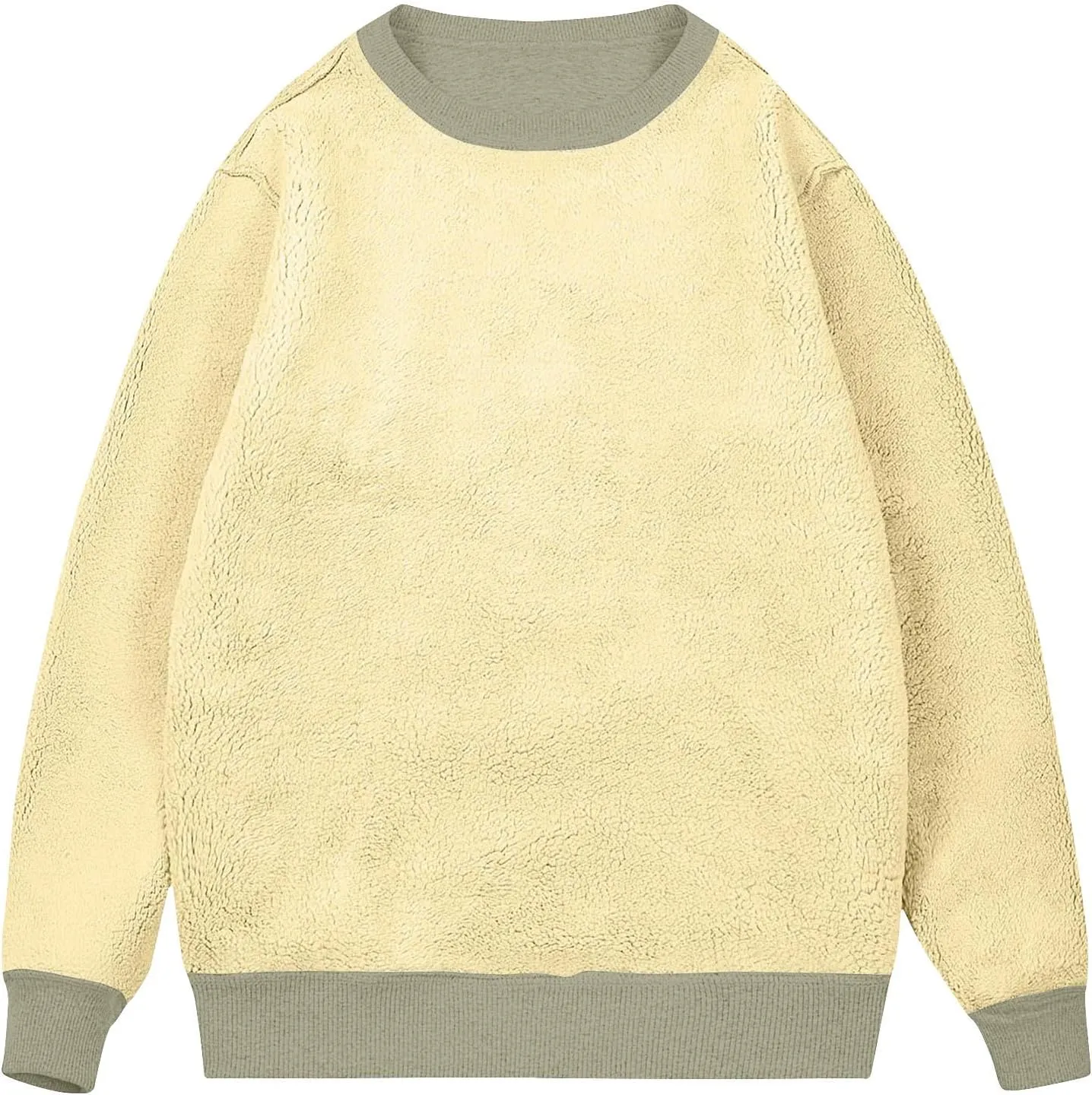 Mens Sherpa Lined Sweatshirt Basic Winter Fleece Warm Thick Pullover Top Casual Fashion Long Sleeve Crewneck Sweaters