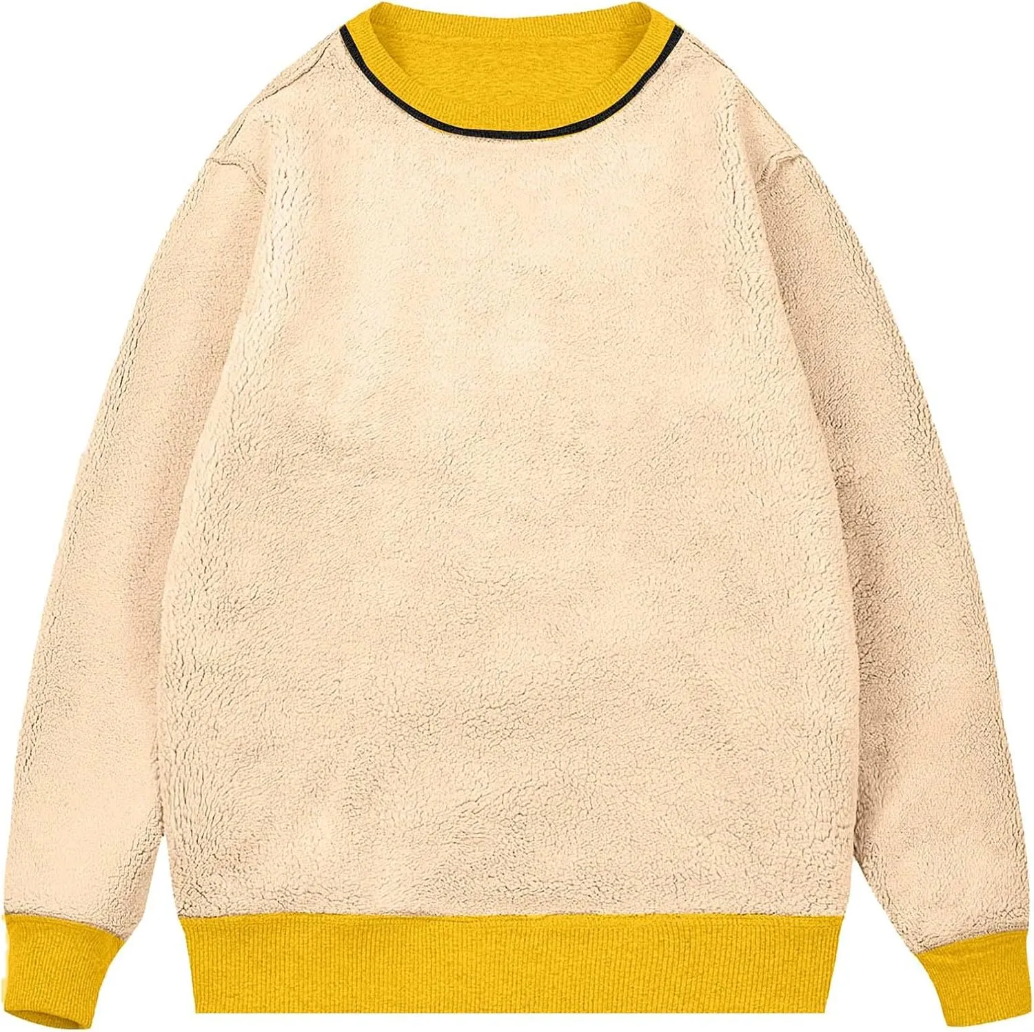 Men's Spring Autumn Winter Round Neck Sweater Simple Style Tops Trendy Loose Plus Velvet Oversized Distressed Sweatshirt