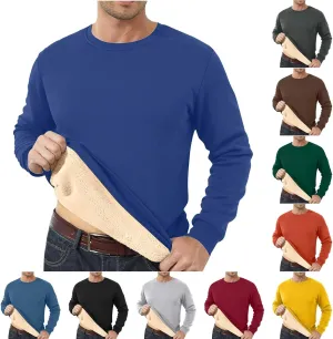 Men's Spring Autumn Winter Round Neck Sweater Simple Style Tops Trendy Loose Plus Velvet Oversized Distressed Sweatshirt