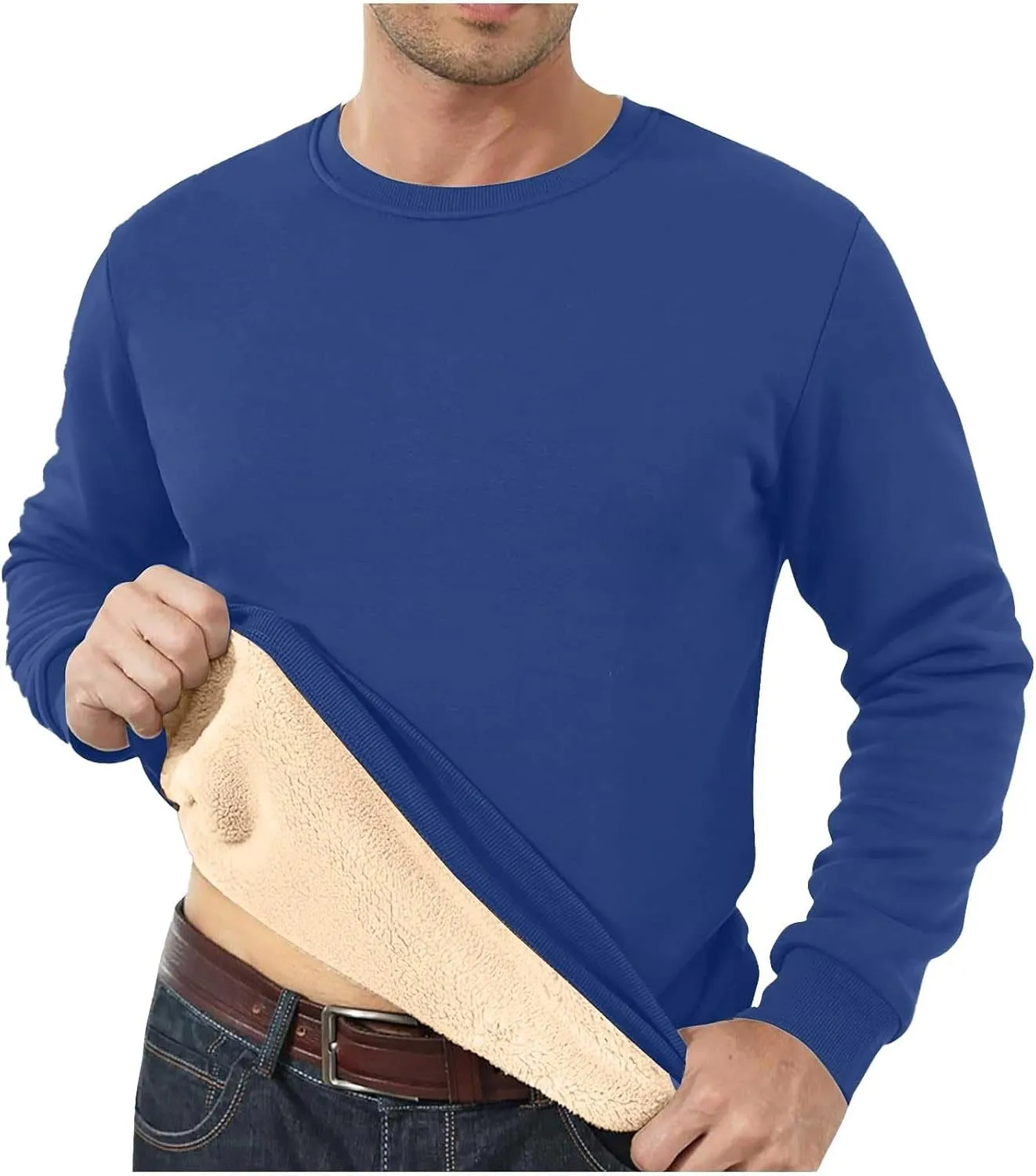 Men's Spring Autumn Winter Round Neck Sweater Simple Style Tops Trendy Loose Plus Velvet Oversized Distressed Sweatshirt