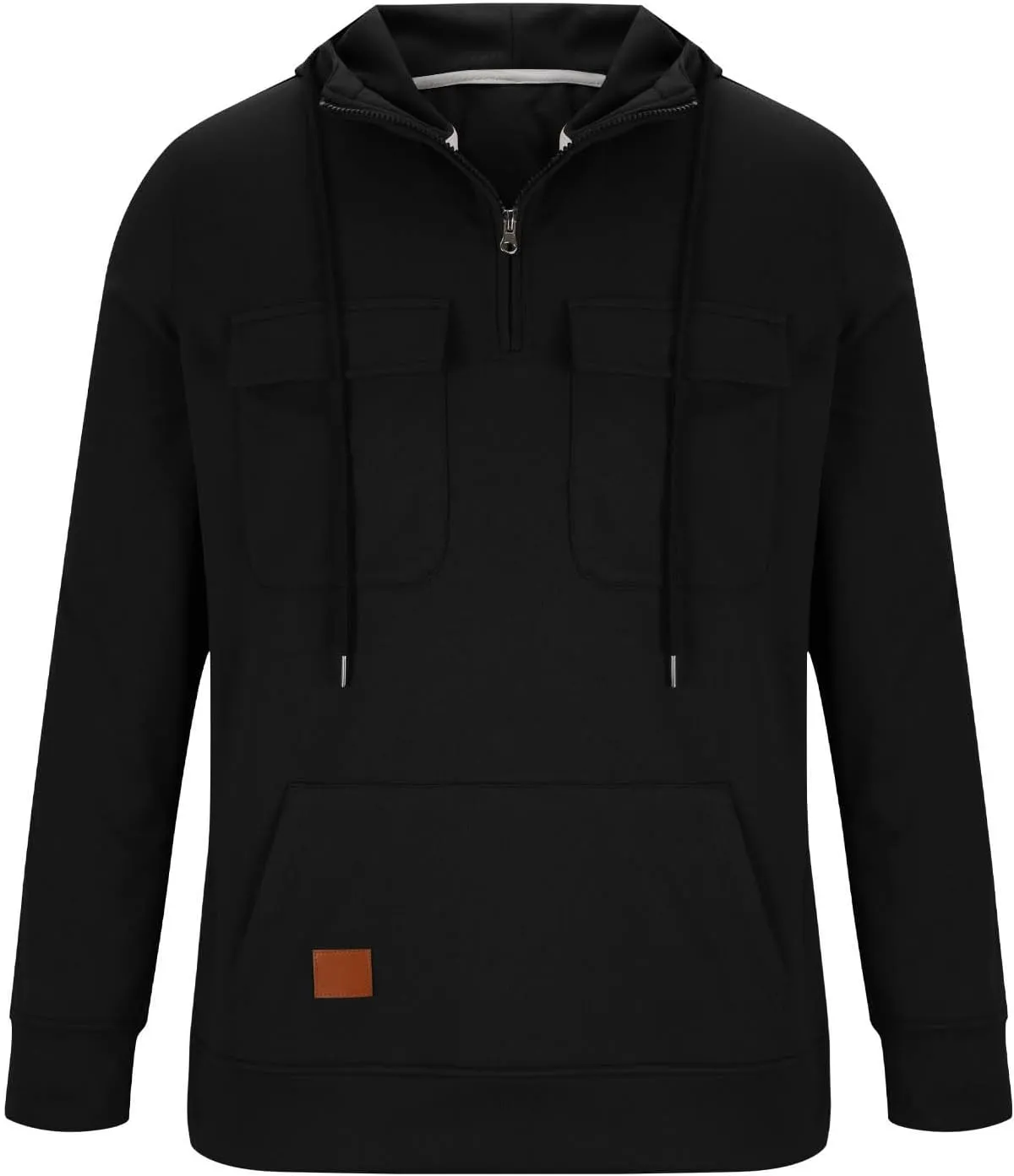 Mens Tactical Sweatshirts Quarter Zip Cargo Pullover Hoodies Workout Gym Sports Running Outdoor Winter Jackets