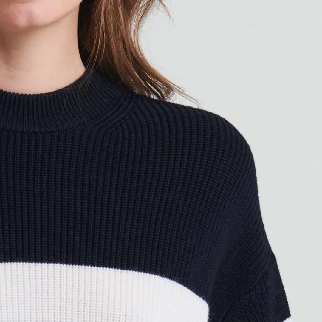 Merino Striped Crewneck (Dark Navy)