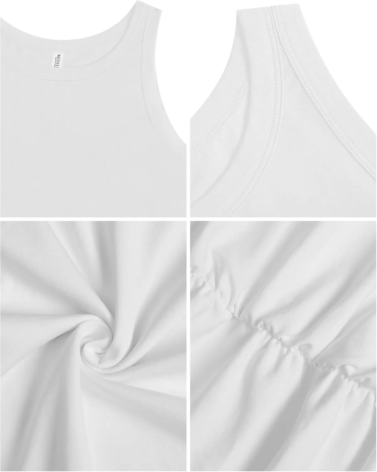 Missfue Women's 2025 Summer Sleeveless Tank Dress Crew Neck Ruched Bodycon Slim Fit Sheath Party Club Mini Dress