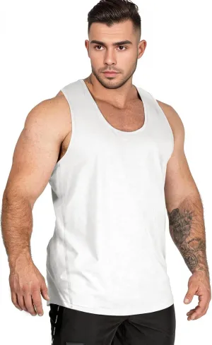 Muscle Cmdr Mens Slim Fit Workout Tank Top Bodybuilding Muscle Shirts Fitness Quick Dry Athletic Gym Deep Round Neck Stretch