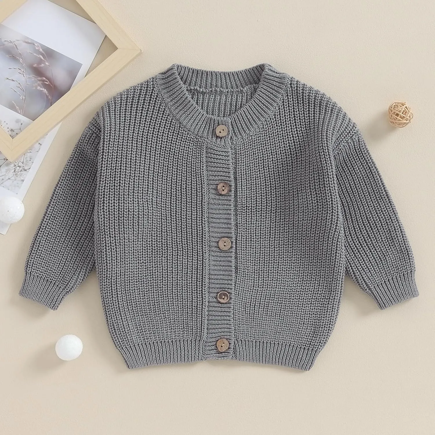 Newborn Baby Girl Boy Cute Long Sleeve Button Up Cardigan Toddler Knit Sweater Infant Fall Winter Clothes