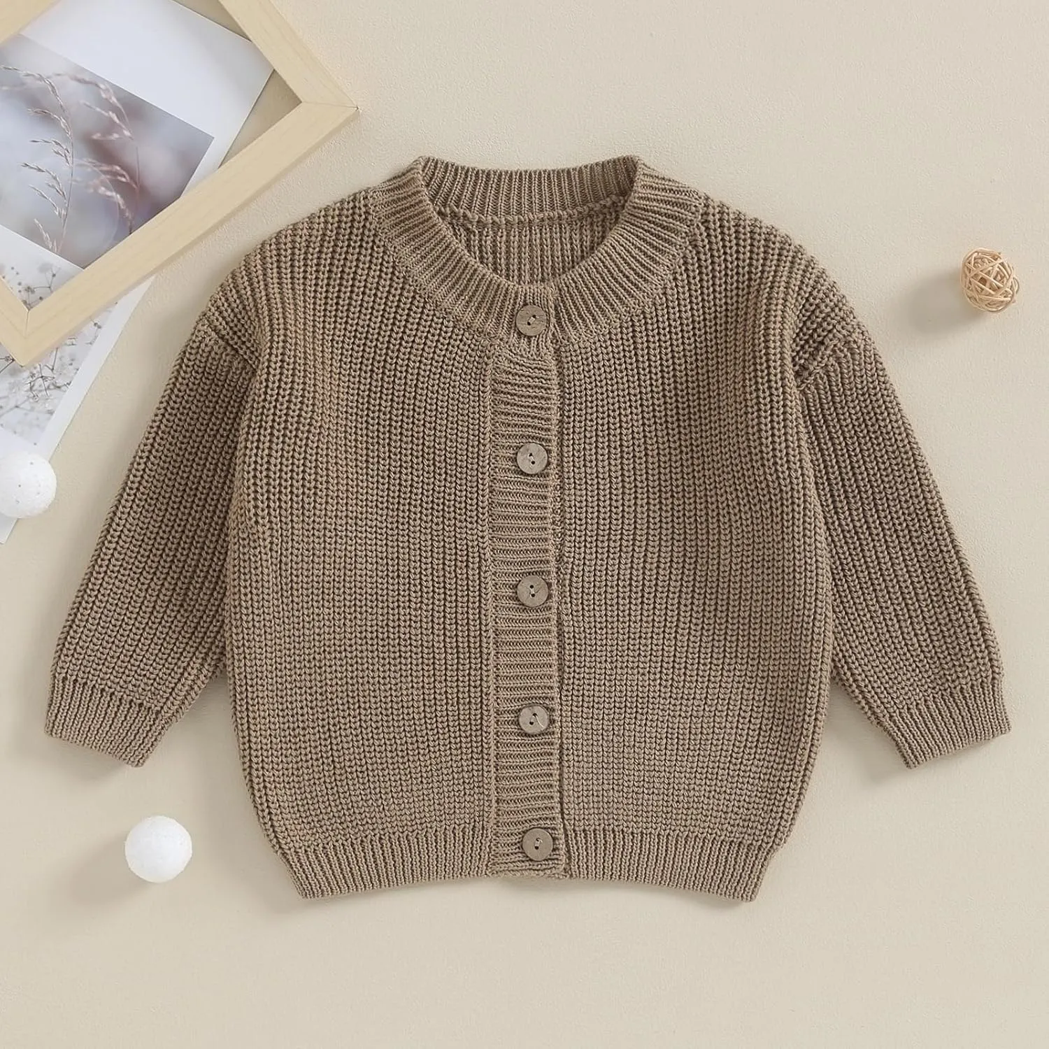 Newborn Baby Girl Boy Cute Long Sleeve Button Up Cardigan Toddler Knit Sweater Infant Fall Winter Clothes