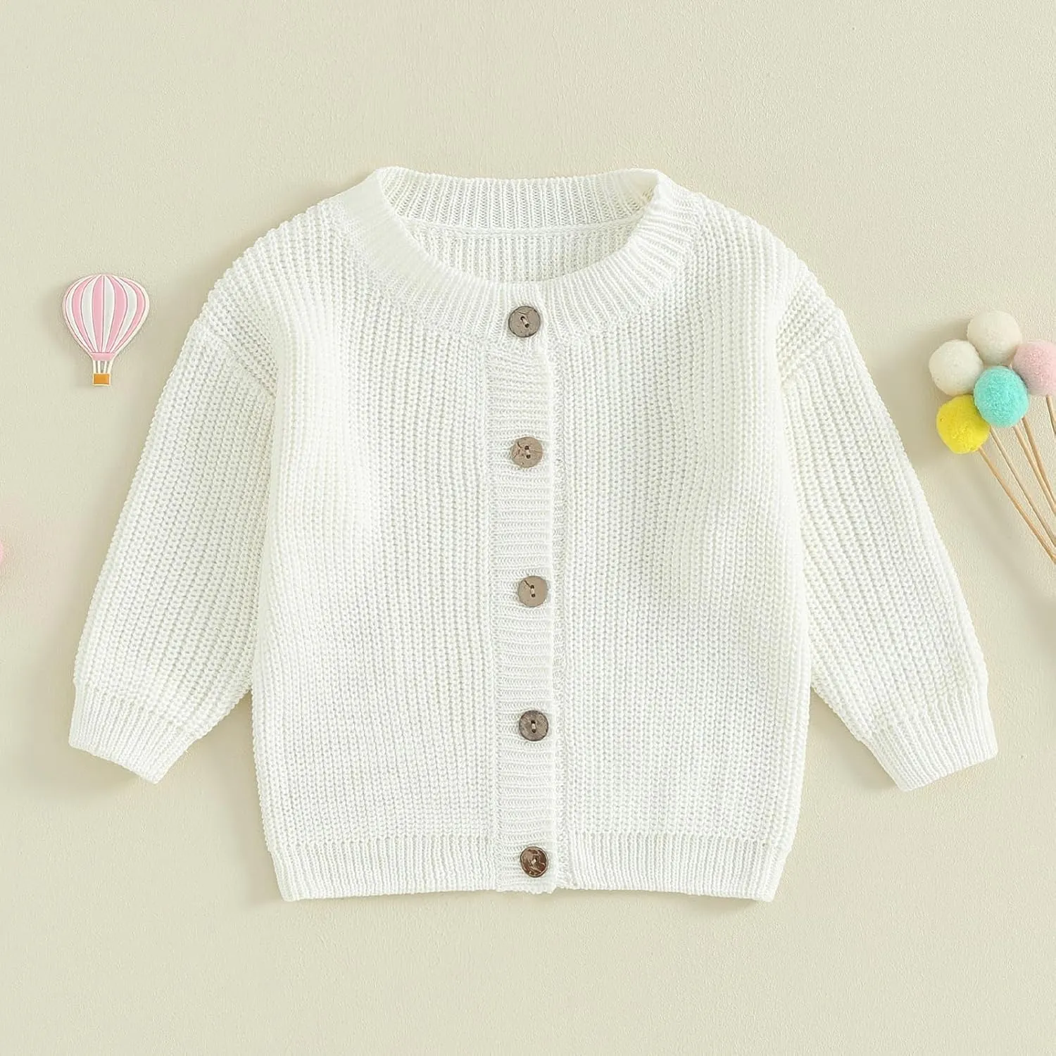 Newborn Baby Girl Boy Cute Long Sleeve Button Up Cardigan Toddler Knit Sweater Infant Fall Winter Clothes