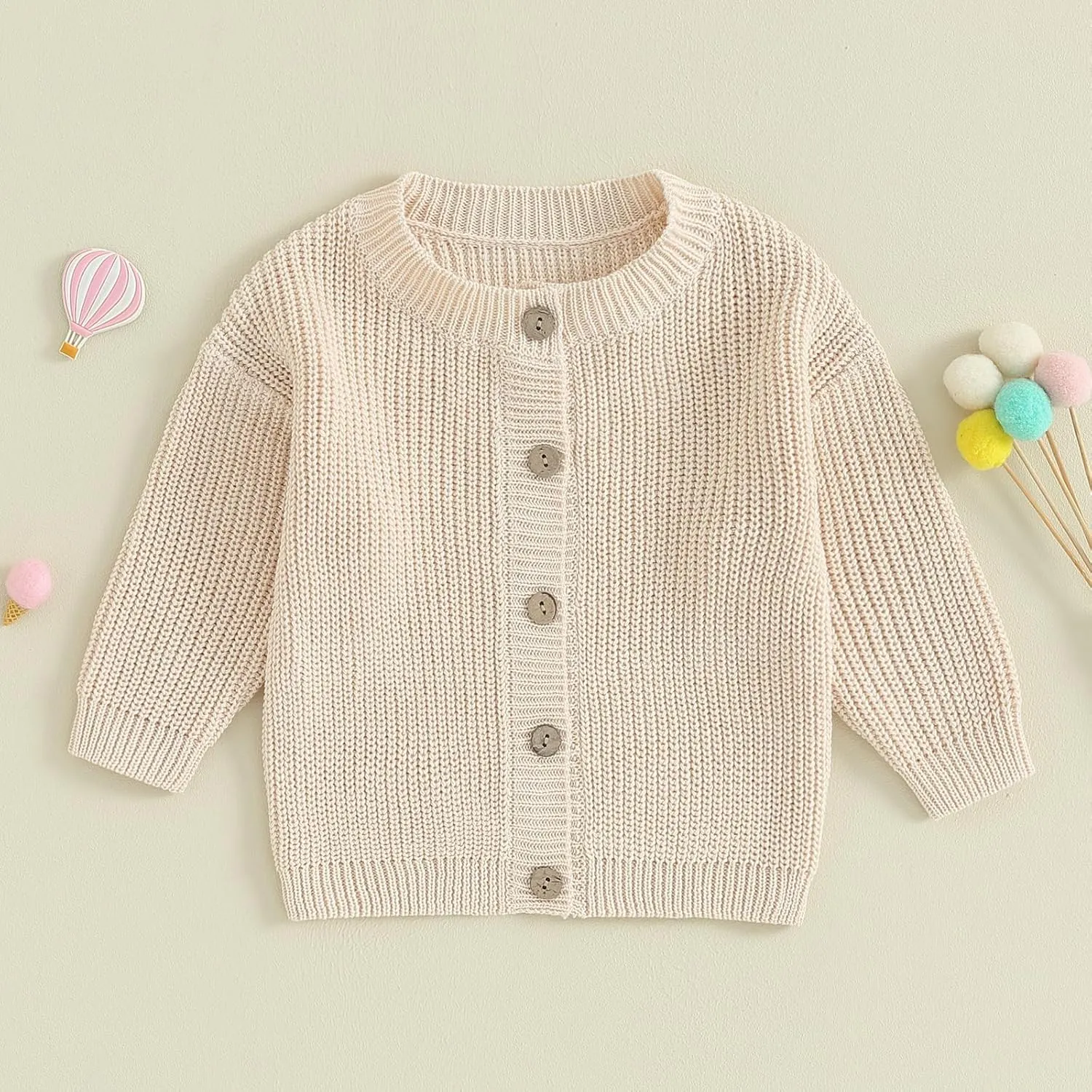 Newborn Baby Girl Boy Cute Long Sleeve Button Up Cardigan Toddler Knit Sweater Infant Fall Winter Clothes