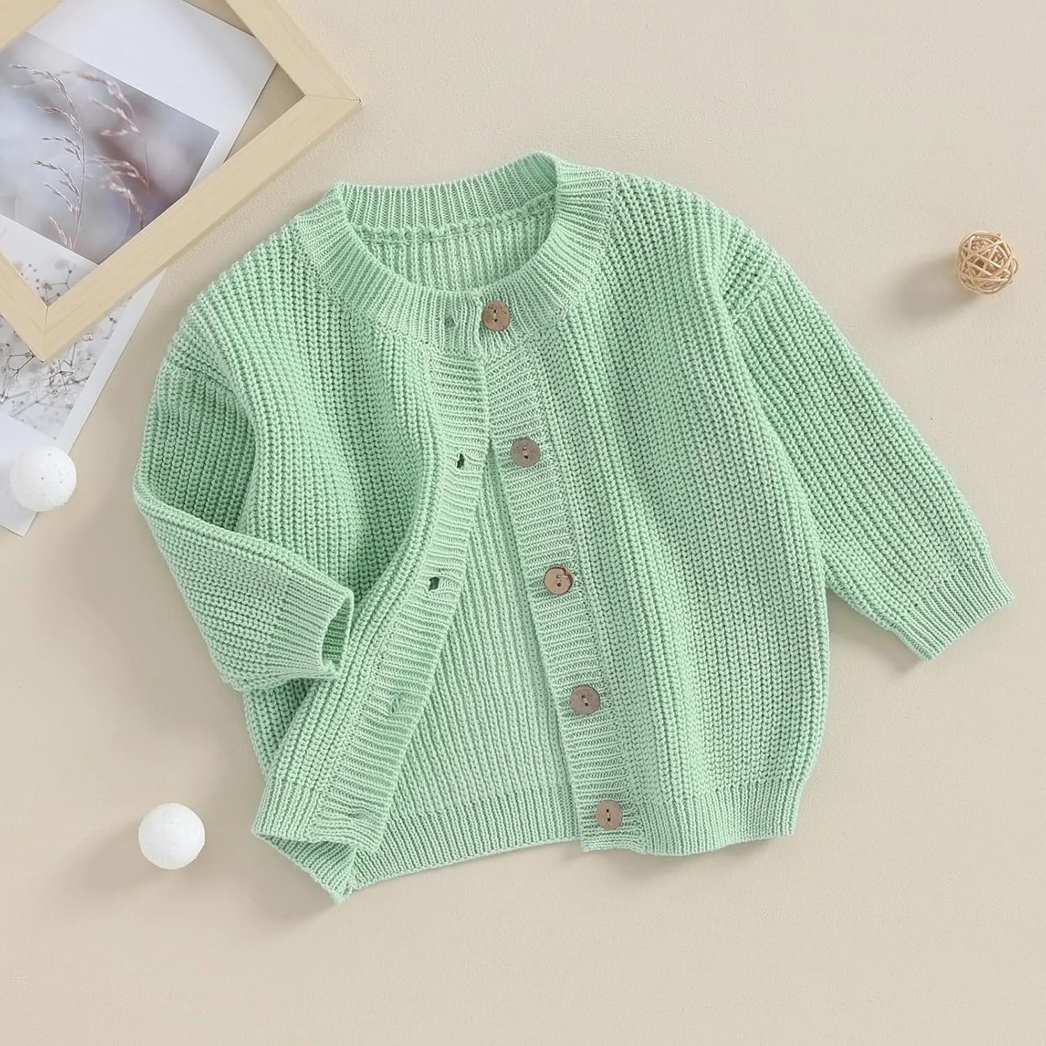 Newborn Baby Girl Boy Cute Long Sleeve Button Up Cardigan Toddler Knit Sweater Infant Fall Winter Clothes
