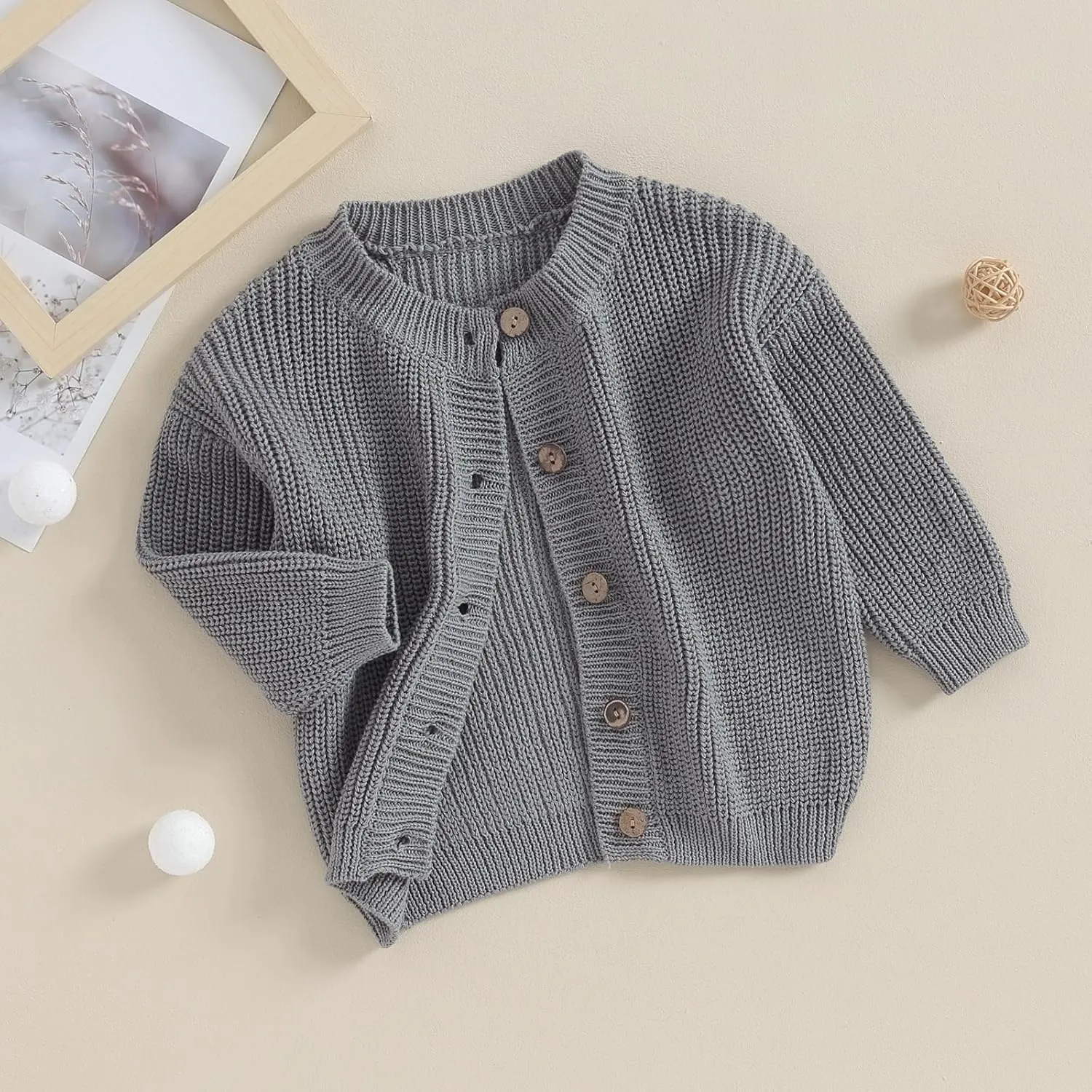 Newborn Baby Girl Boy Cute Long Sleeve Button Up Cardigan Toddler Knit Sweater Infant Fall Winter Clothes