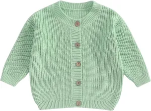 Newborn Baby Girl Boy Cute Long Sleeve Button Up Cardigan Toddler Knit Sweater Infant Fall Winter Clothes