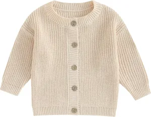 Newborn Baby Girl Boy Cute Long Sleeve Button Up Cardigan Toddler Knit Sweater Infant Fall Winter Clothes