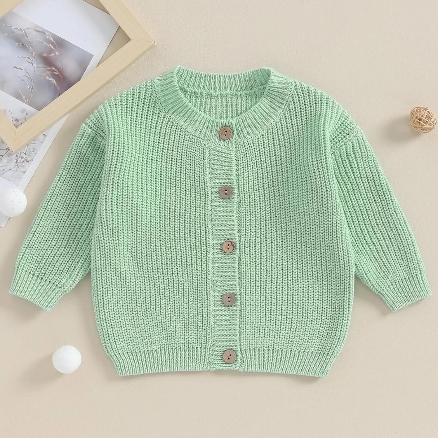 Newborn Baby Girl Boy Cute Long Sleeve Button Up Cardigan Toddler Knit Sweater Infant Fall Winter Clothes