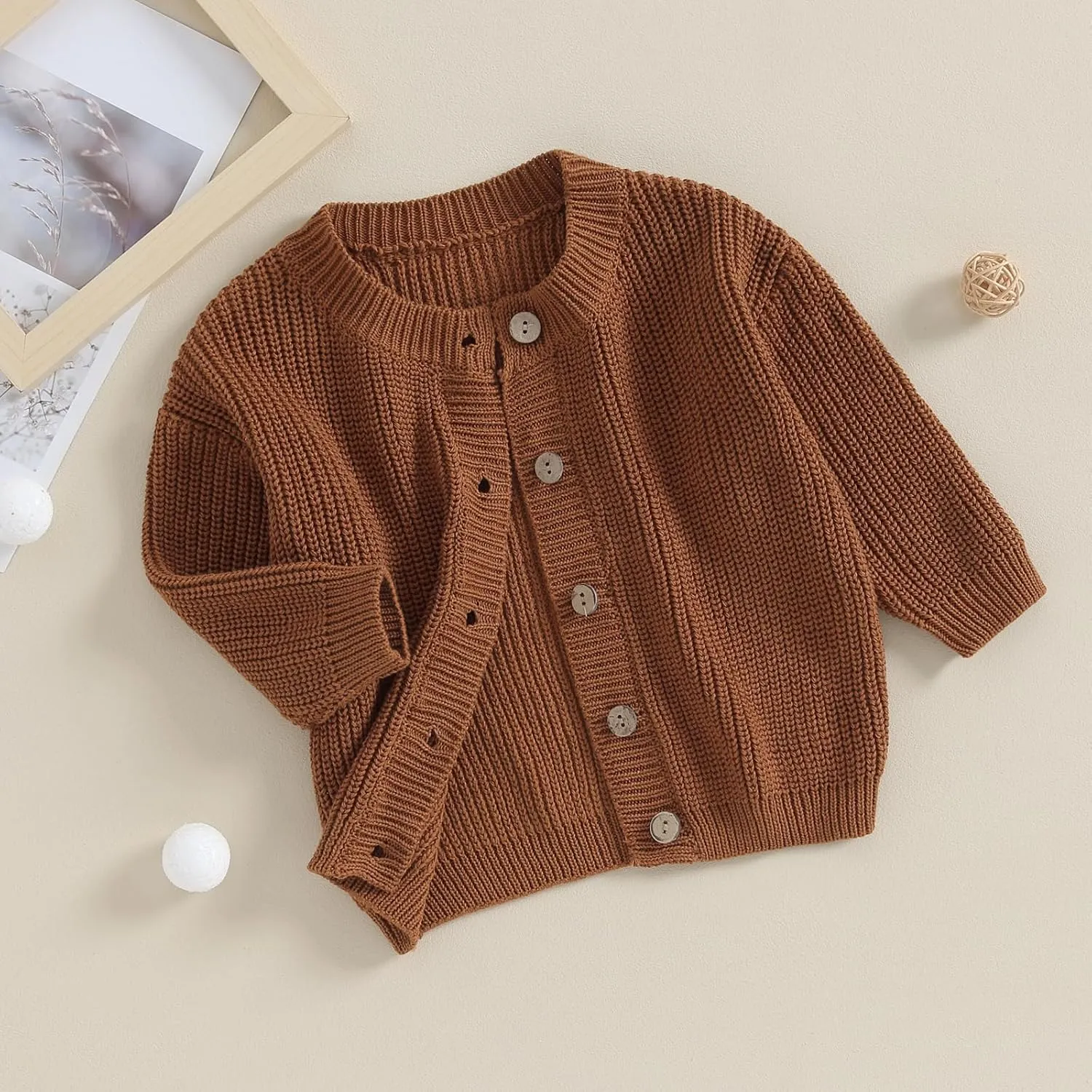 Newborn Baby Girl Boy Cute Long Sleeve Button Up Cardigan Toddler Knit Sweater Infant Fall Winter Clothes