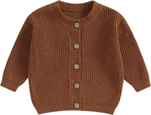 Newborn Baby Girl Boy Cute Long Sleeve Button Up Cardigan Toddler Knit Sweater Infant Fall Winter Clothes