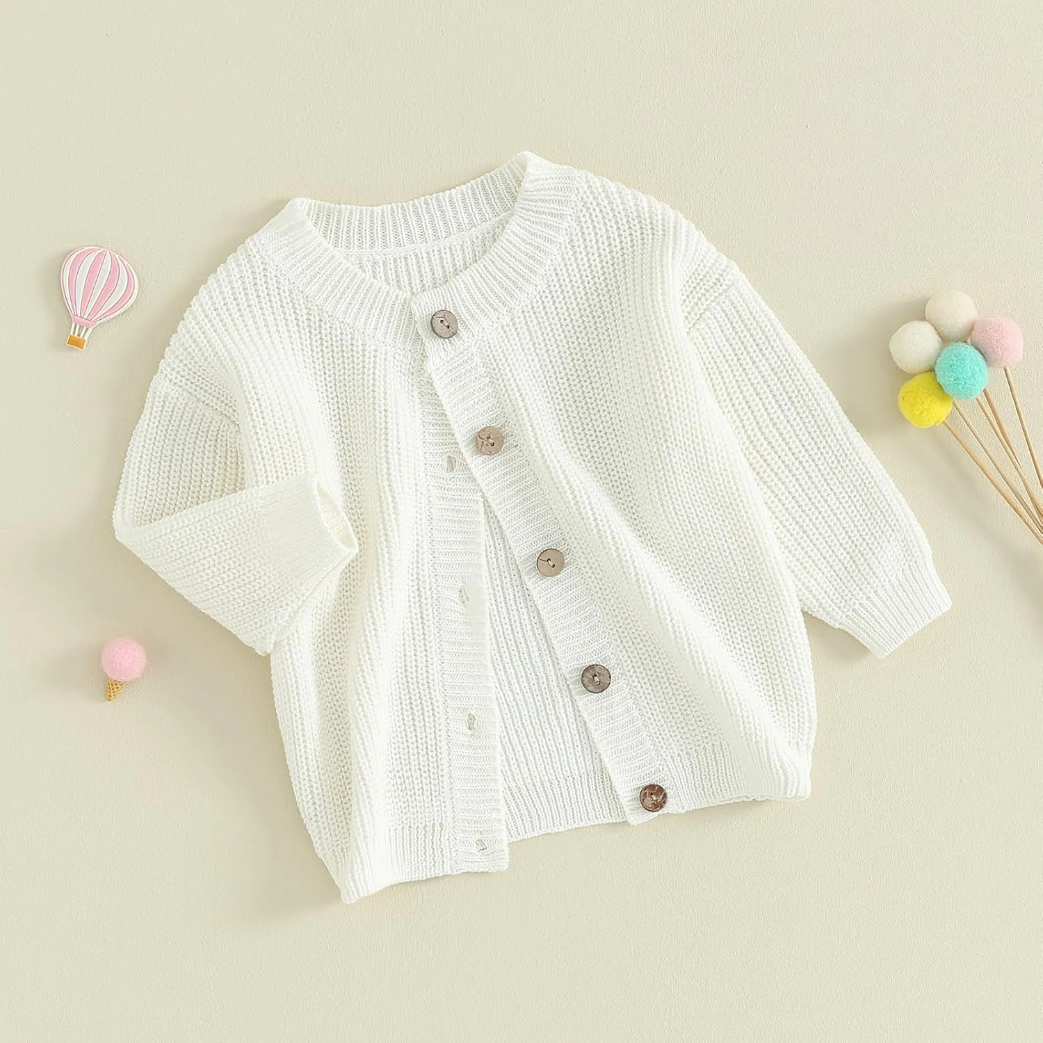 Newborn Baby Girl Boy Cute Long Sleeve Button Up Cardigan Toddler Knit Sweater Infant Fall Winter Clothes