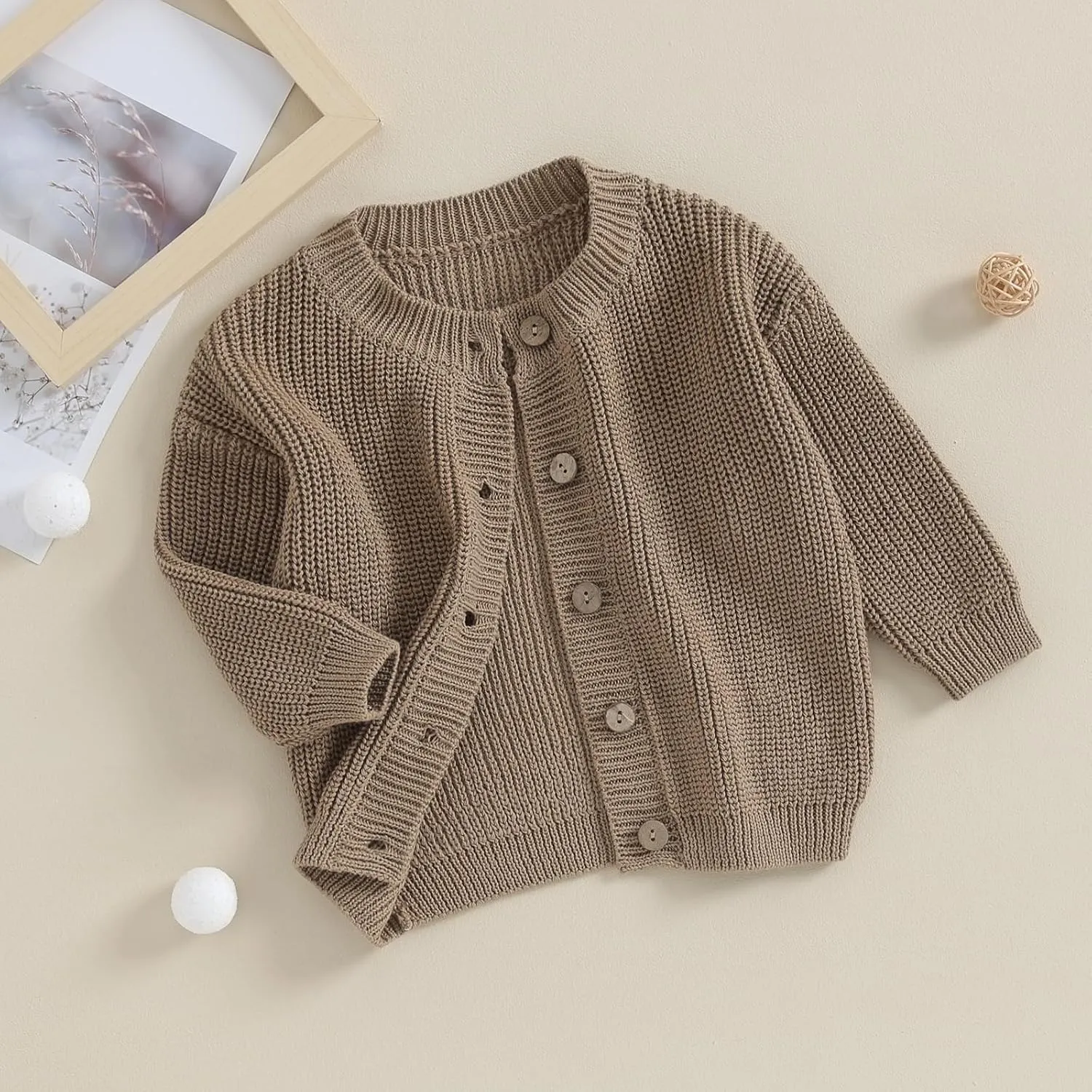 Newborn Baby Girl Boy Cute Long Sleeve Button Up Cardigan Toddler Knit Sweater Infant Fall Winter Clothes