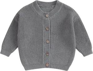 Newborn Baby Girl Boy Cute Long Sleeve Button Up Cardigan Toddler Knit Sweater Infant Fall Winter Clothes