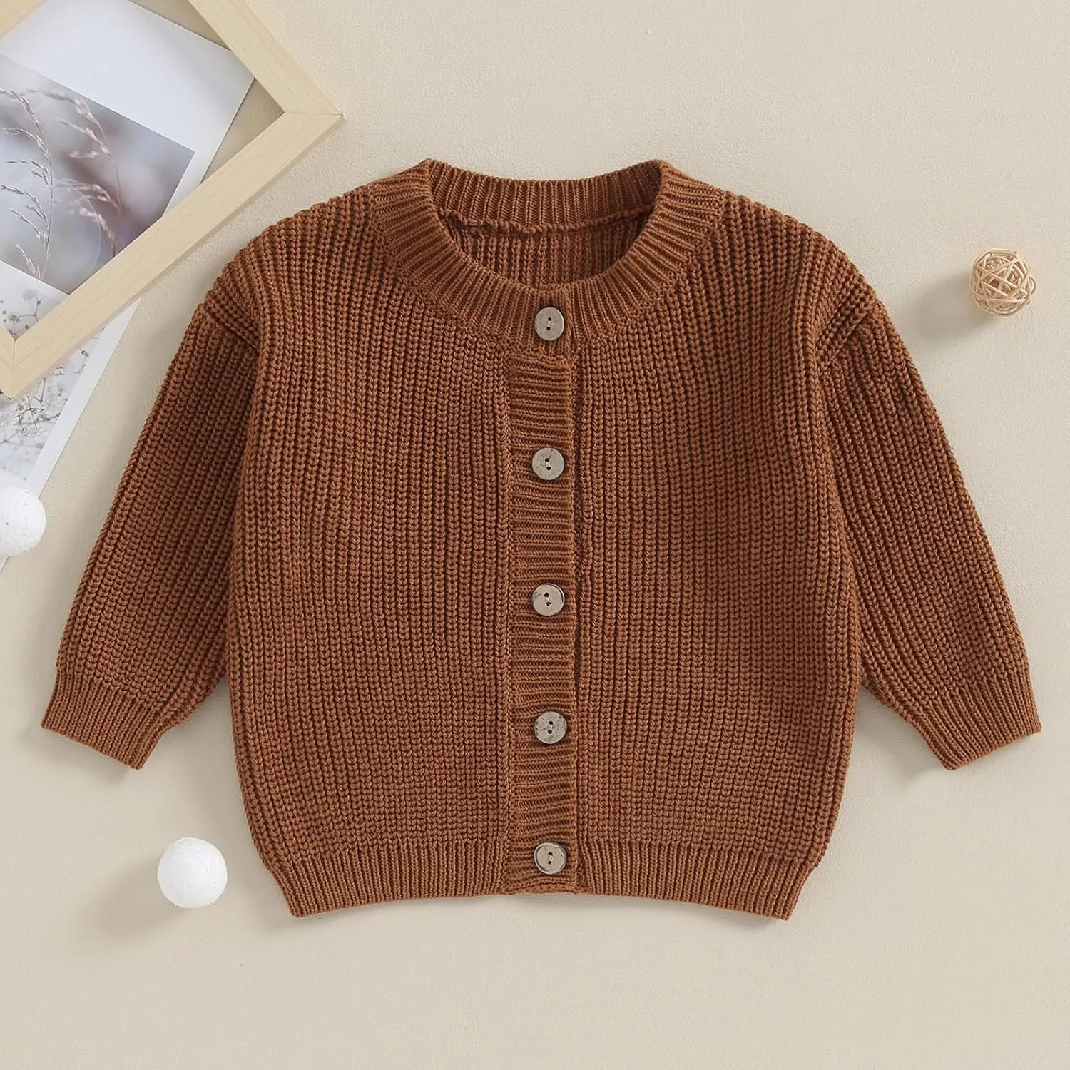 Newborn Baby Girl Boy Cute Long Sleeve Button Up Cardigan Toddler Knit Sweater Infant Fall Winter Clothes