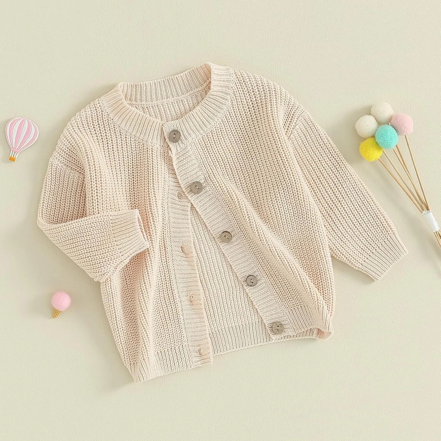 Newborn Baby Girl Boy Cute Long Sleeve Button Up Cardigan Toddler Knit Sweater Infant Fall Winter Clothes
