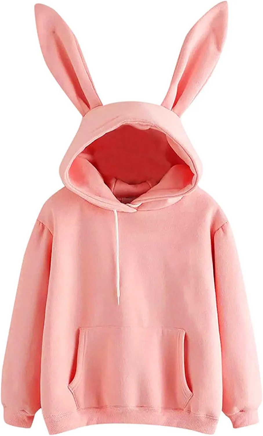Oplxuo Women Bunny Ear Hoodies Kawaii Pullover Tops Rabbit Ear Sweatshirt with Pocket Cute Animal Hoodie for Teen Girls