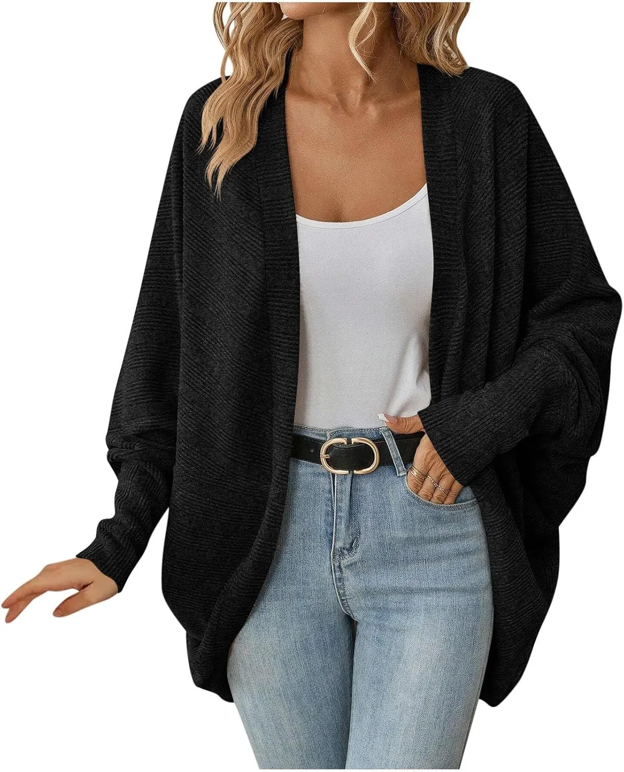 Oversized Cardigans for Women Batwing Cable Knitted Slouchy Oversized Wrap Cardigan Sweater Daily Wear