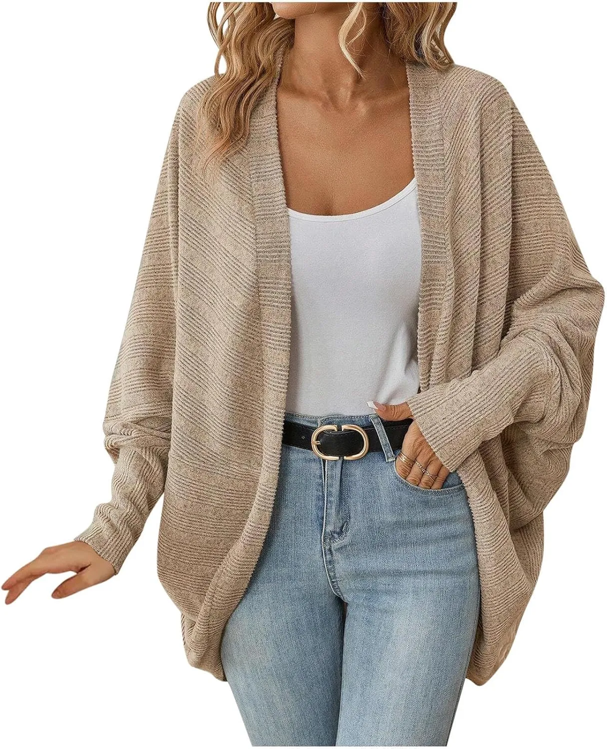 Oversized Cardigans for Women Batwing Cable Knitted Slouchy Oversized Wrap Cardigan Sweater Daily Wear