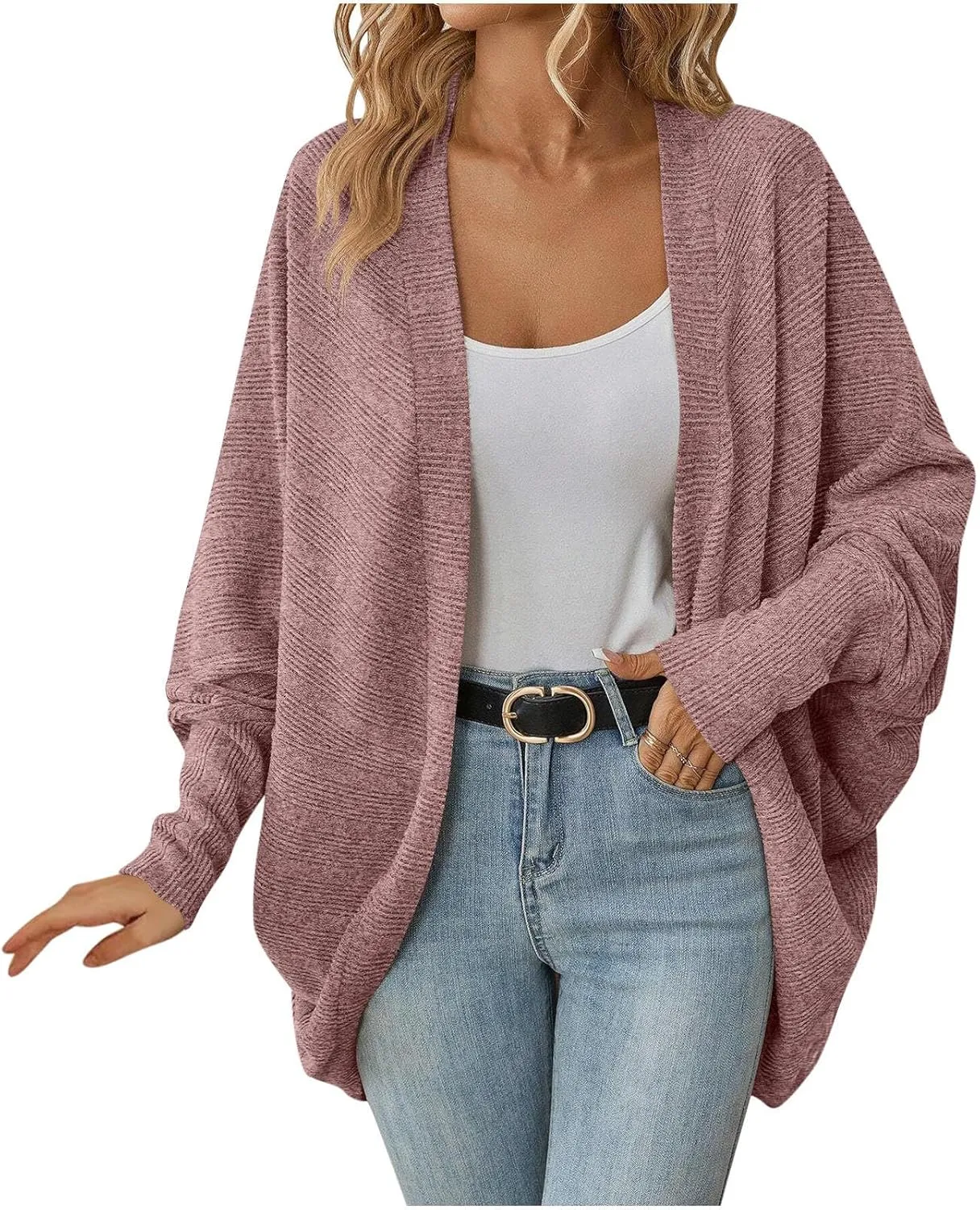 Oversized Cardigans for Women Batwing Cable Knitted Slouchy Oversized Wrap Cardigan Sweater Daily Wear