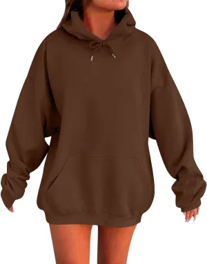 Oversized Hoodies for Women Y2k Drawstring Long Sleeve Fleece Pullover Sweatshirts Fall Outfits Clothes with Pockets