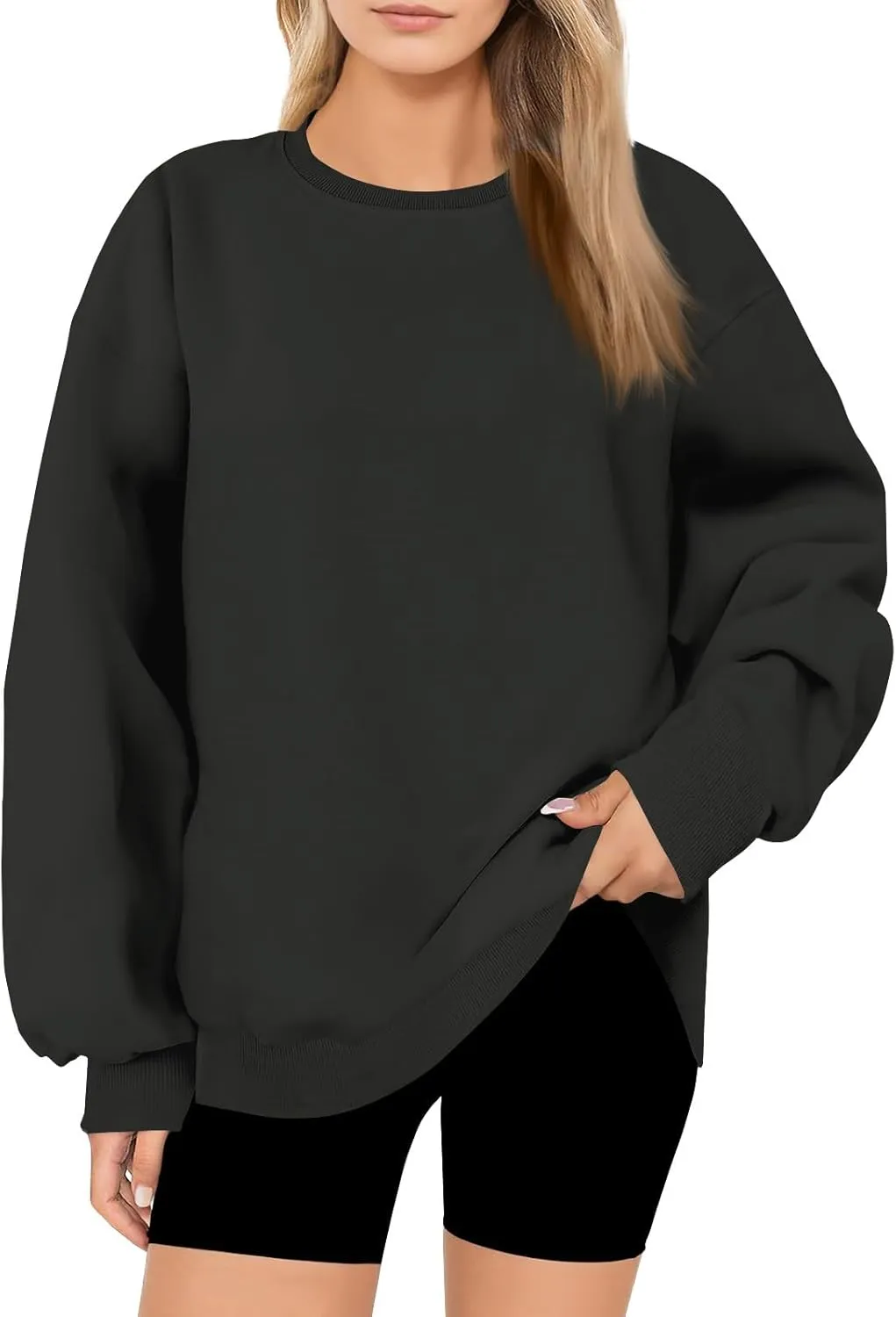 Oversized Sweatshirt for Women Crewneck Fleece Pullover Sweaters Loose Fit Plus Size Hoodie Comfy Fall Winter Tops