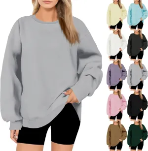 Oversized Sweatshirt for Women Crewneck Fleece Pullover Sweaters Loose Fit Plus Size Hoodie Comfy Fall Winter Tops