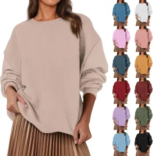 Oversized Sweatshirt for Women Crewneck Sweatshirts No Hood Sweaters Long Sleeve Shirts Hoodies Pullover Casual Tops
