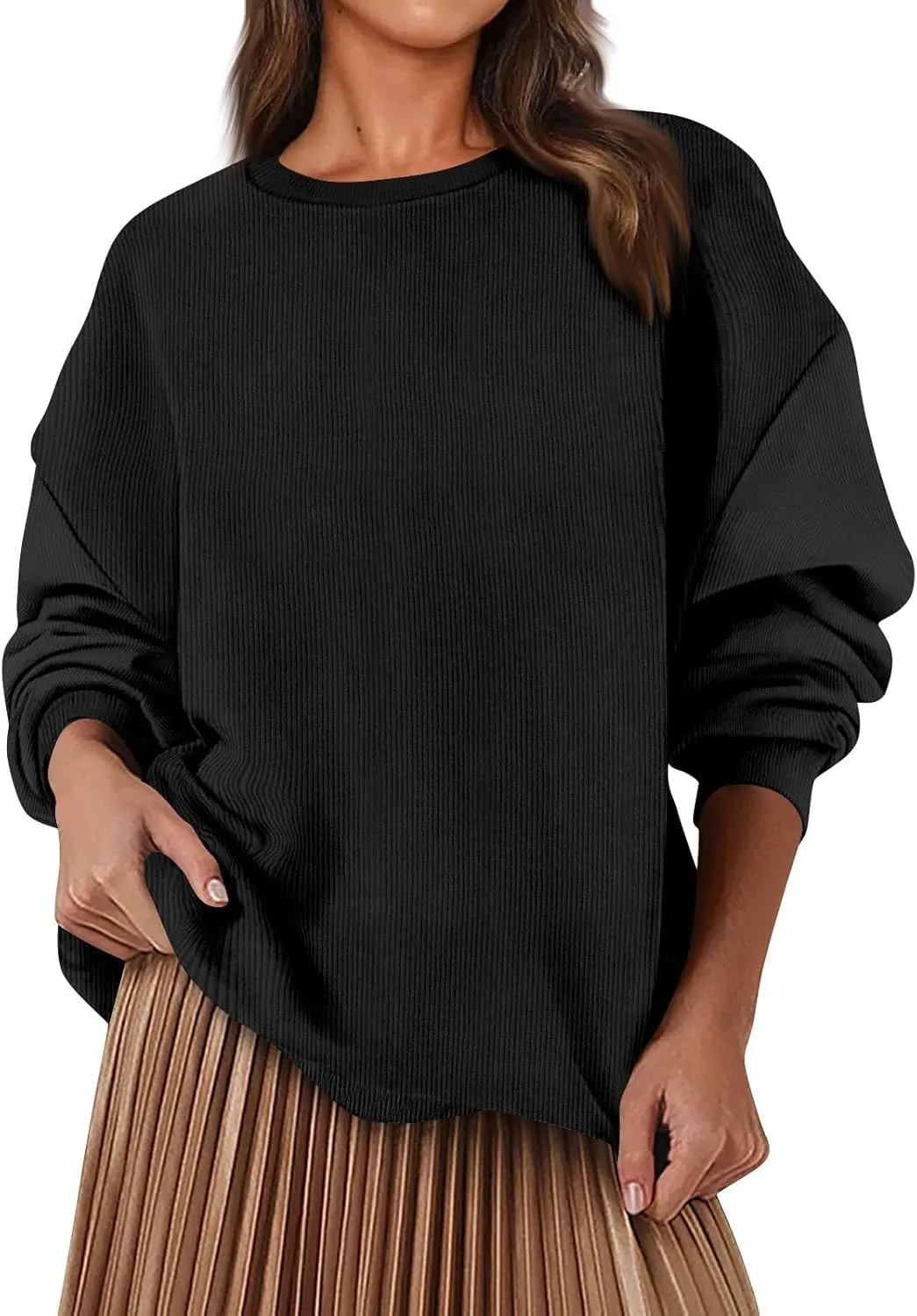 Oversized Sweatshirt for Women Crewneck Sweatshirts No Hood Sweaters Long Sleeve Shirts Hoodies Pullover Casual Tops