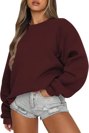 Oversized Sweatshirt for Women Fleece Crewneck Sweatshirts Pullover Tops Fall Sweaters Cute Hoodies Y2k Preppy Clothes