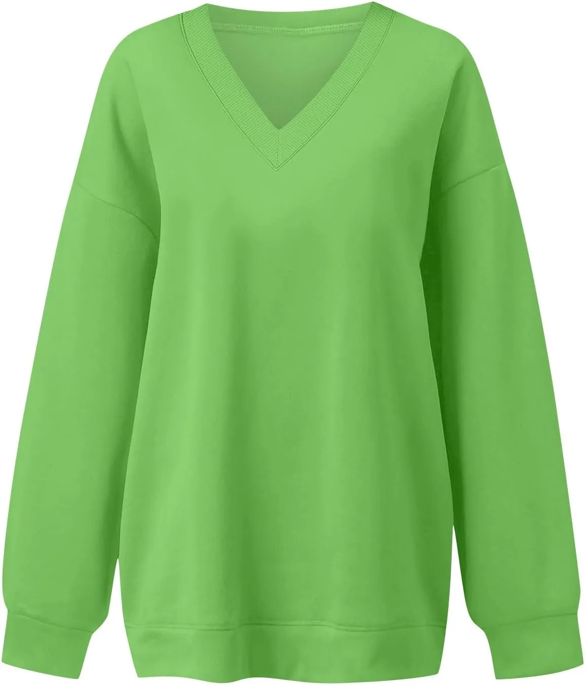 Oversized Sweatshirt for Women Fleece Hoodies Pullover V Neck Long Sleeve Shirts Sweatshirt No Hood Loose Fitting Tops