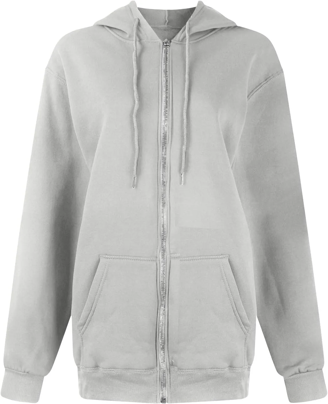 Oversized Zip Up Hoodie for Women Y2k Drawstring Fleece Jacket Long Sleeve Hooded Pullover Sweatshirts with Pockets