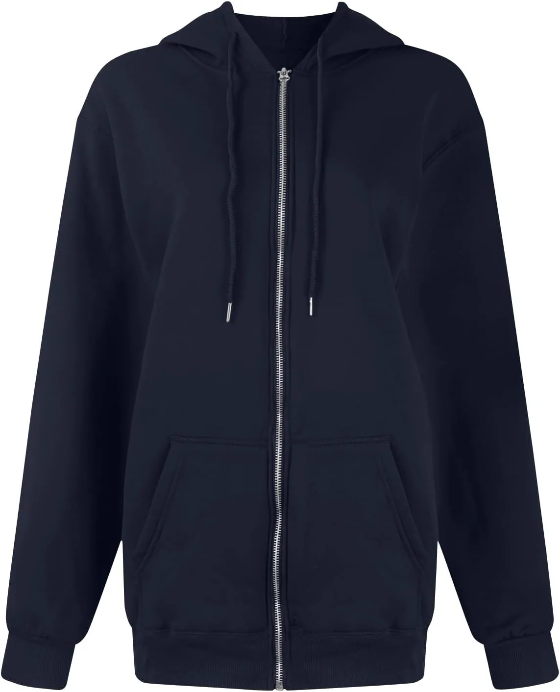 Oversized Zip Up Hoodie for Women Y2k Drawstring Fleece Jacket Long Sleeve Hooded Pullover Sweatshirts with Pockets