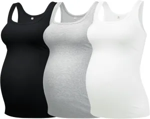 PACBREEZE Women's Maternity Tank Top U-Neck Sleeveless Pregnancy Basic Clothes Vest, S-XL