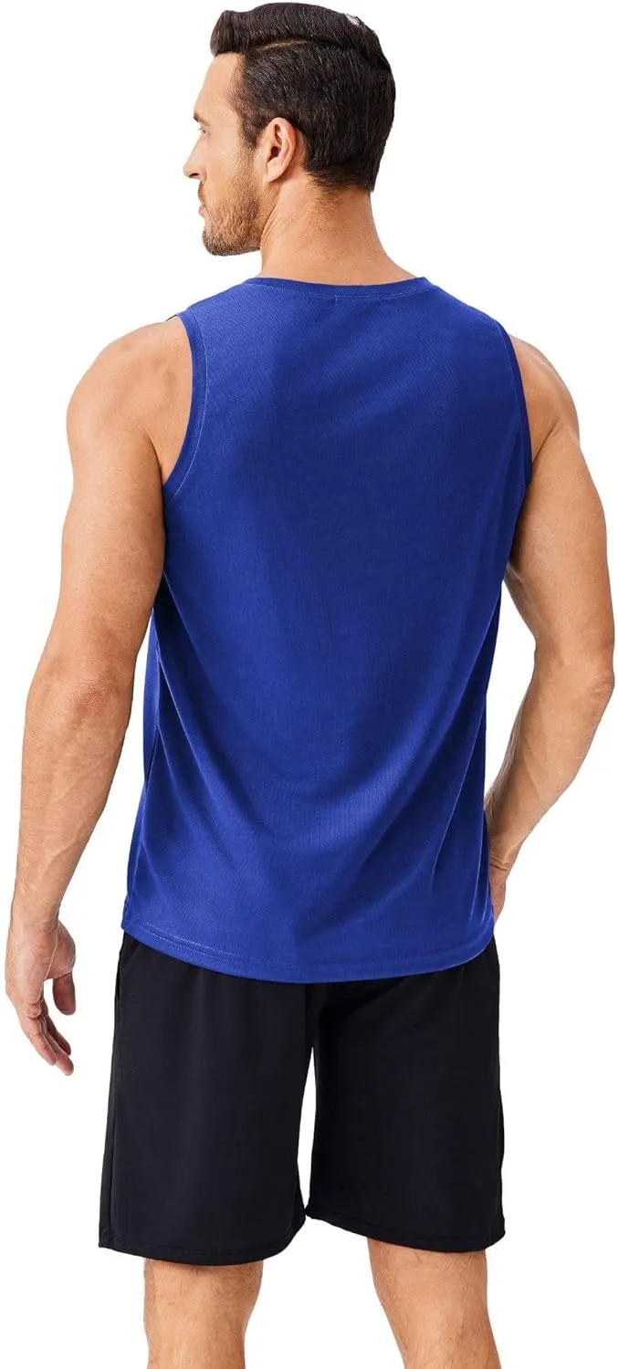 PINSPARK Men's 3 Pack Workout Tank Tops Quick Dry Sleeveless Muscle Tee Gym Bodybuilding Fitness Shirts for Men