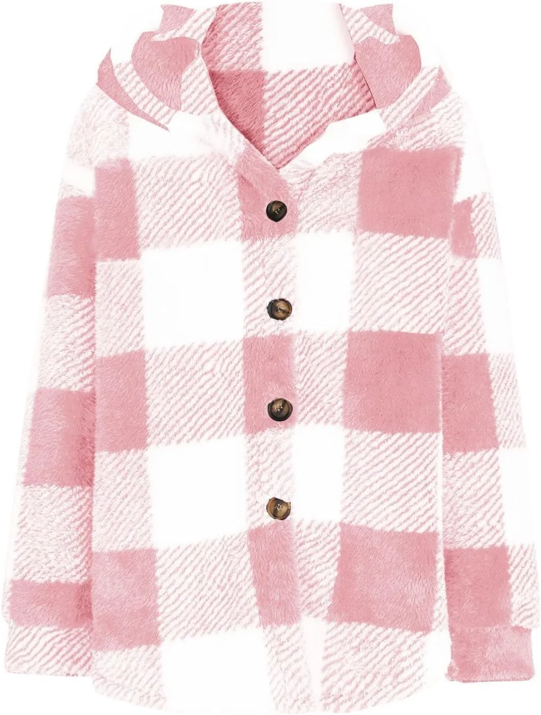 Plaid Fleece Shacket Jacket Womens Oversized Flannel Button Fall Hoodie Jackets With Pockets Warm Winter Coats