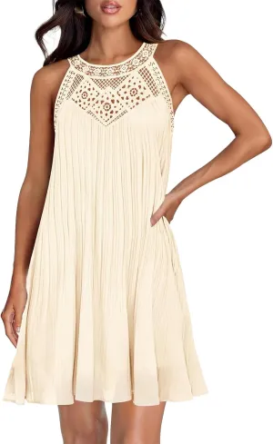 Plus Size Dresses for Curvy Women Boho Sleeveless Mini Dress A Line Ruffle Hem Loose Fit Dresses Summer Sundress