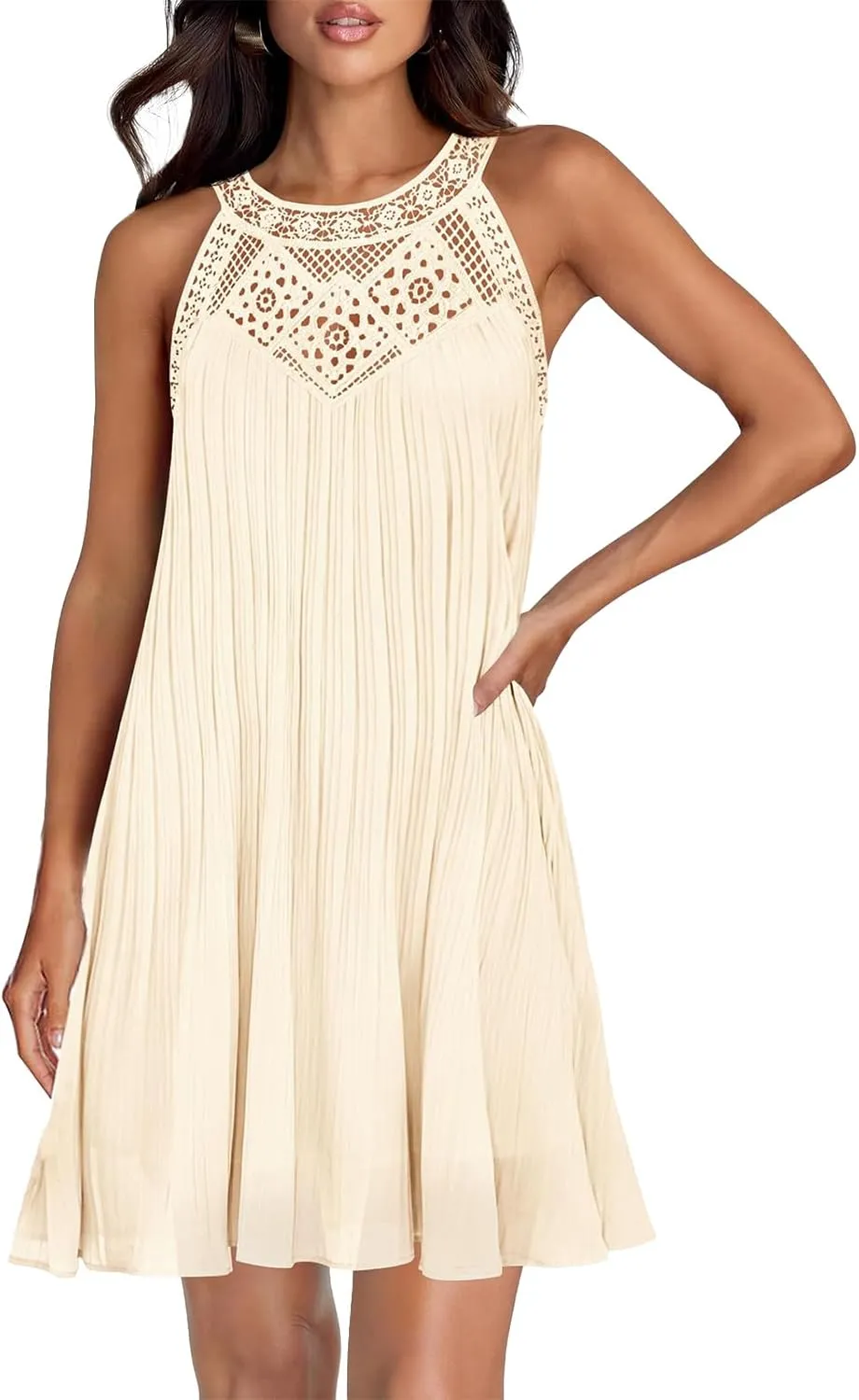 Plus Size Dresses for Curvy Women Boho Sleeveless Mini Dress A Line Ruffle Hem Loose Fit Dresses Summer Sundress