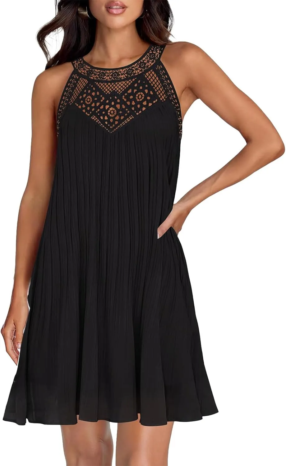 Plus Size Dresses for Curvy Women Boho Sleeveless Mini Dress A Line Ruffle Hem Loose Fit Dresses Summer Sundress