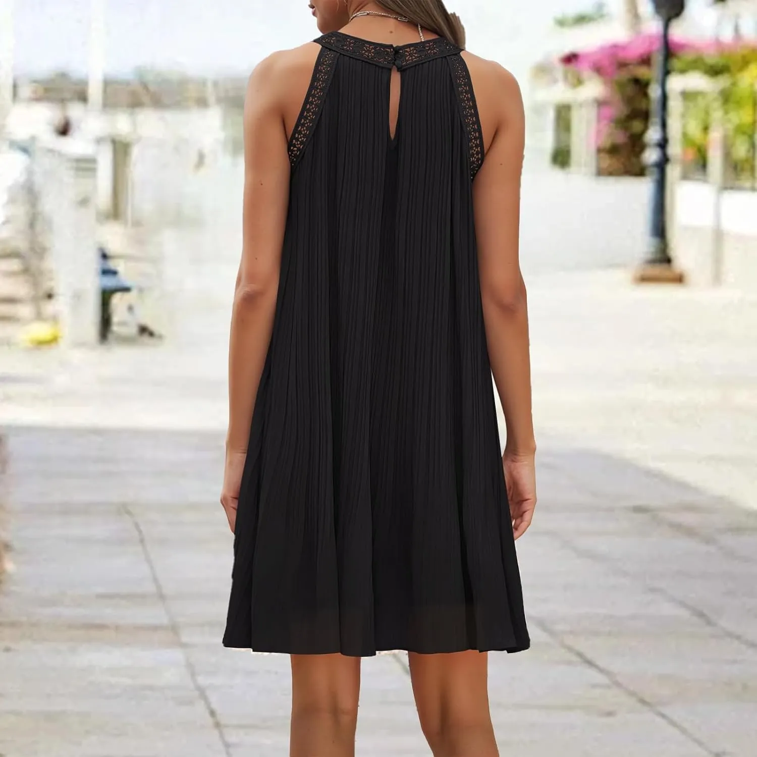 Plus Size Dresses for Curvy Women Boho Sleeveless Mini Dress A Line Ruffle Hem Loose Fit Dresses Summer Sundress