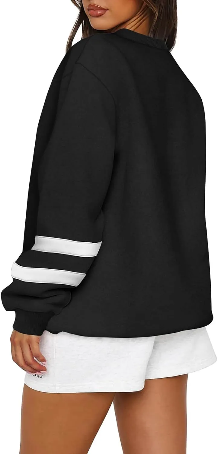 Plus Size Sweaters for Women Oversized Color Block Fleece Sweater Comfy Y2k Crewneck Sweatshirt Long Sleeve Pullover